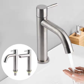 Bathroom Silver High Basin Stainless Steel Single Handle Sink Brushed Basin Faucet