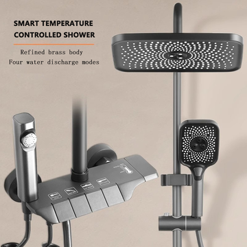 TORCH SUS304 With Faucet 4 in1 Gun-Grey black Hot and Cold Shower Set Bidet Sprayer bathroom shower Piano Keys Shower Set  Bathroom Constant Temperature Pressurized Shower Nozzle bathroomshowerset showerset