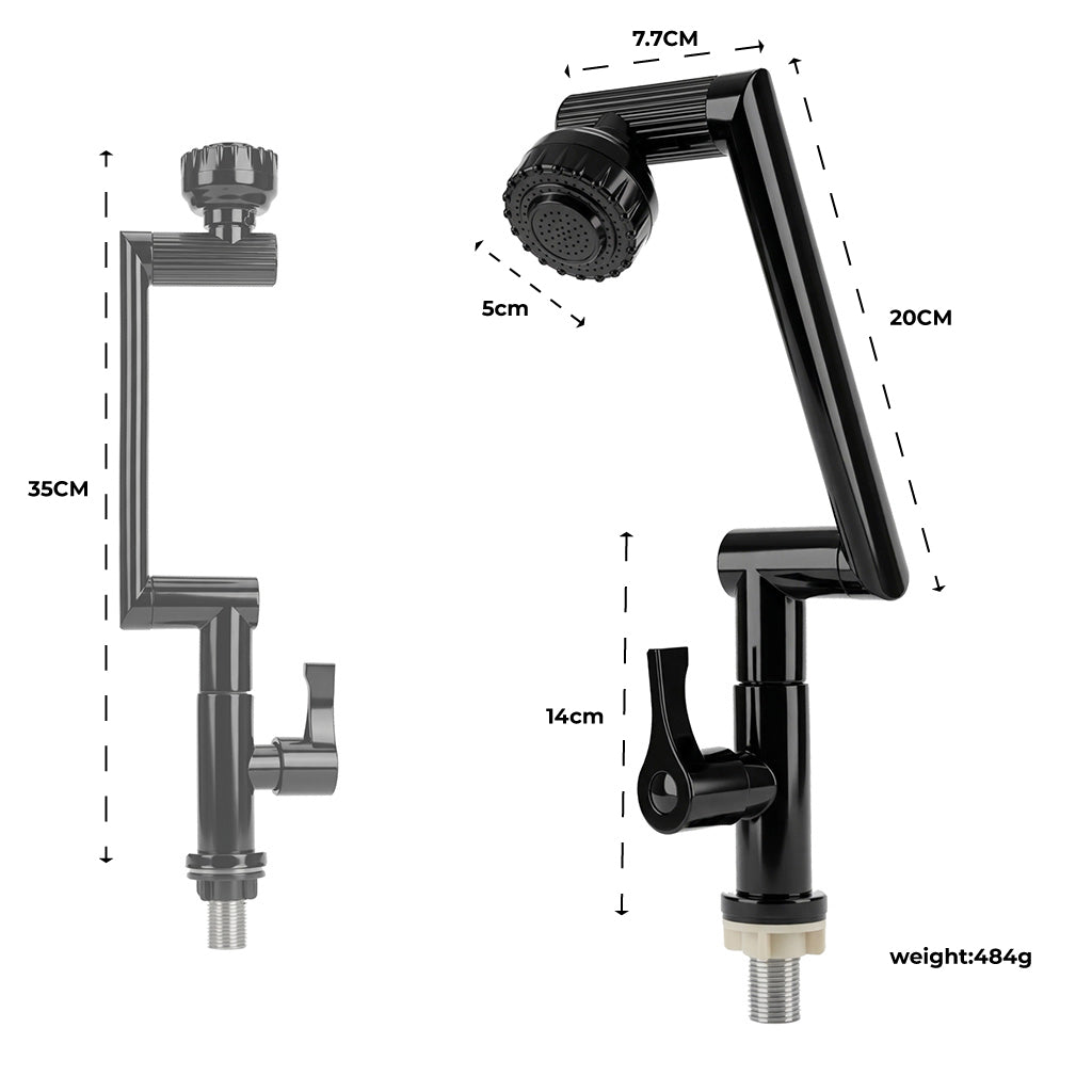 TG-027 BLACK Stainless Steel Universal Rotating Faucet