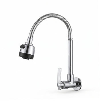 TG-10 Universal Rotatable Vertical Chrome Plated Single Cold Water Faucet, Dual Functions