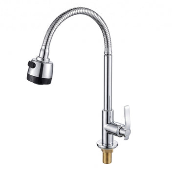 TG-11 Universal Vertical Matte Black Single Cold Water Tap with ABS Head & Metal Body