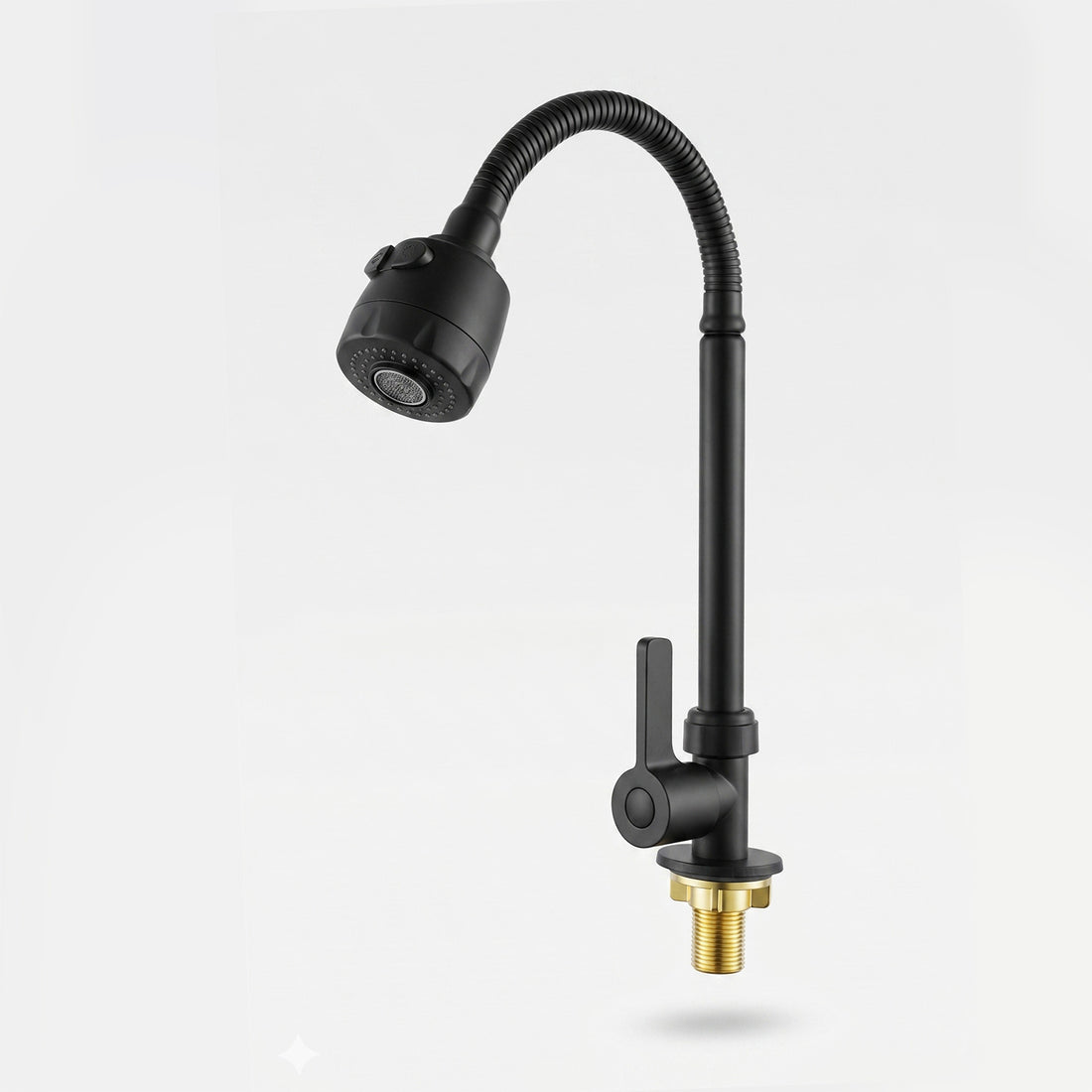 TG-11 Universal Vertical Matte Black Single Cold Water Tap with ABS Head & Metal Body