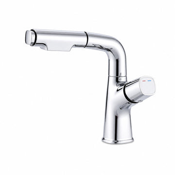 XH-136 304 Stainless Steel Pull-out Silver Faucet with Shower