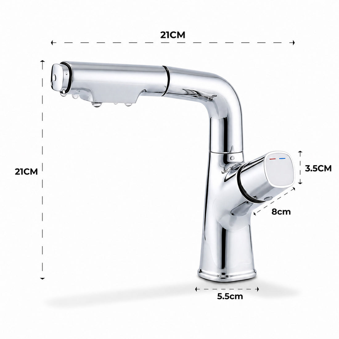 XH-136 304 Stainless Steel Pull-out Silver Faucet with Shower
