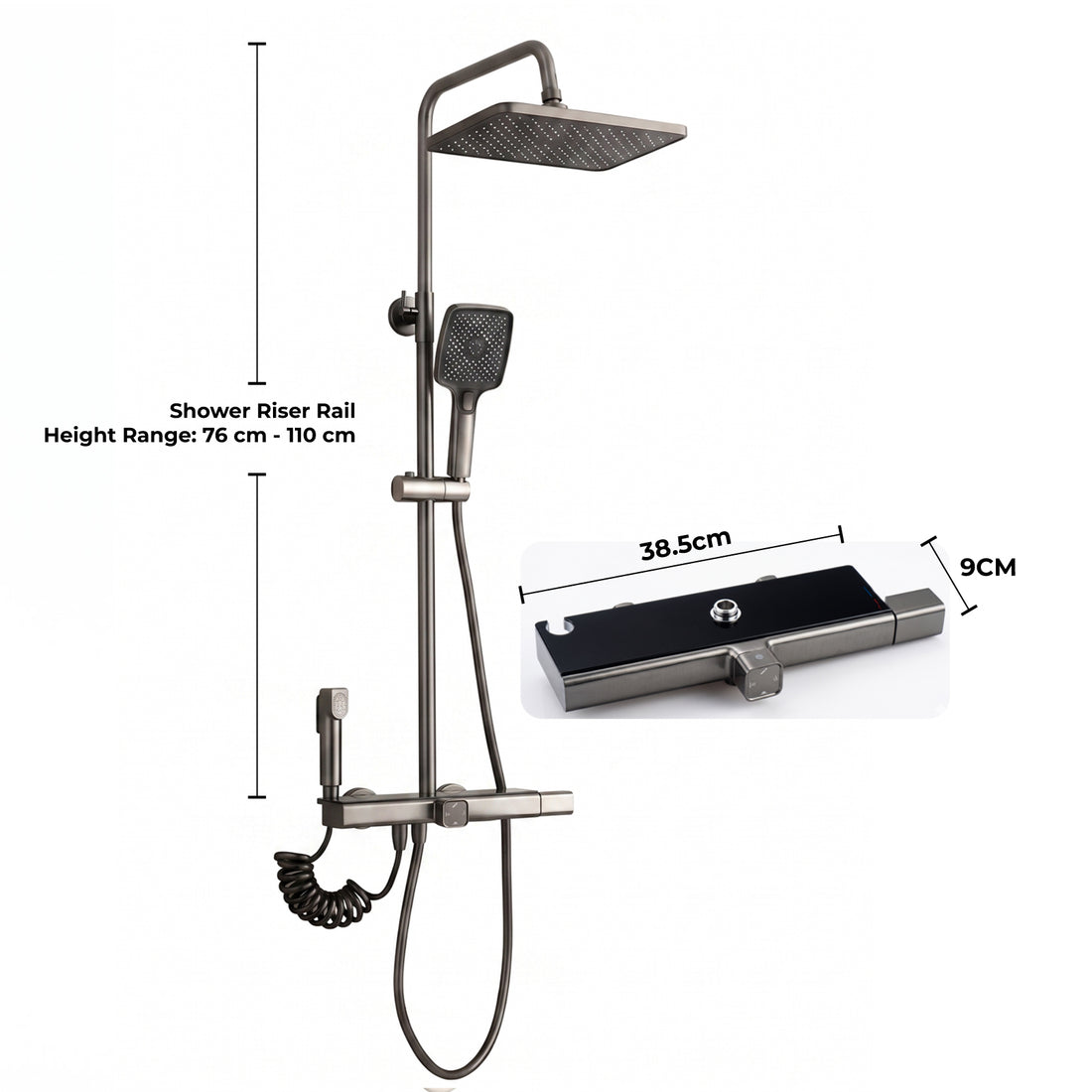 YH-002 All-copper Gunmetal Grey Shower Set